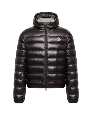 Moncler Forzo pentru bărbați, neagră, pliabilă, cu puf și glugă