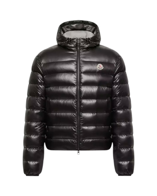 Moncler Forzo pentru bărbați, neagră, pliabilă, cu puf și glugă