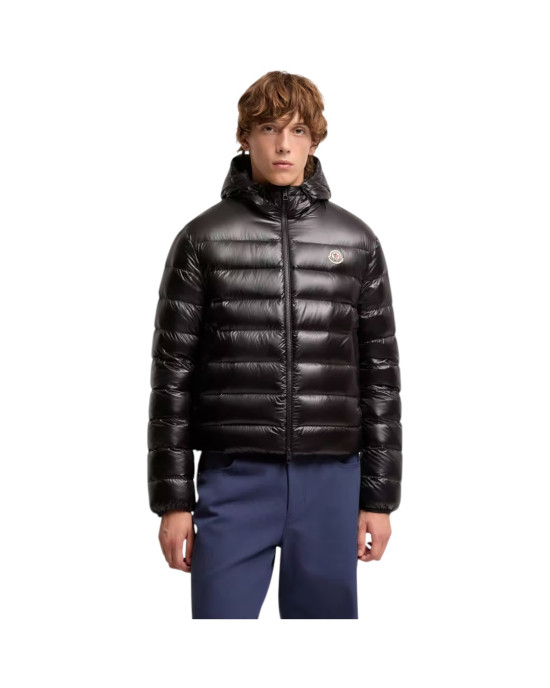 Moncler Forzo pentru bărbați, neagră, pliabilă, cu puf și glugă