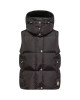Vestă Moncler Macareux pentru femei, neagră, cu puf și glugă detașabilă