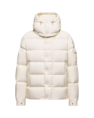 Moncler Maya 70 Geaca Scurta pentru femei, albă, cu puf și glugă detașabilă