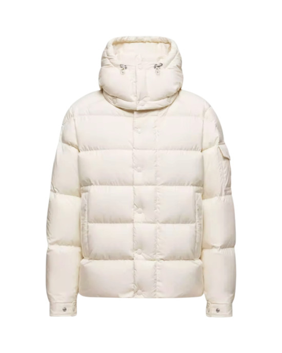 Moncler Maya 70 Geaca Scurta pentru femei, albă, cu puf și glugă detașabilă