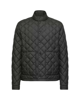 Moncler Oise pentru bărbați, neagră, cu puf și matlasare în romburi
