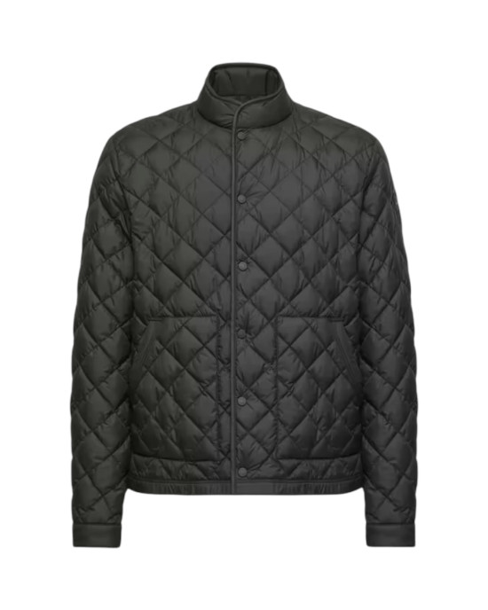 Moncler Oise pentru bărbați, neagră, cu puf și matlasare în romburi