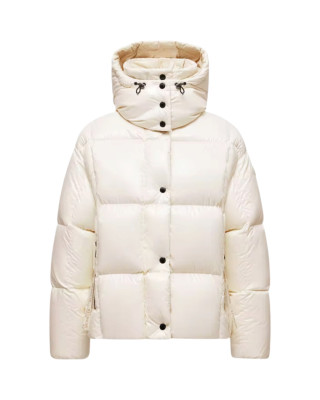 Moncler Parana pentru femei, albă, cu puf și glugă detașabilă