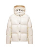 Moncler Parana pentru femei, albă, cu puf și glugă detașabilă