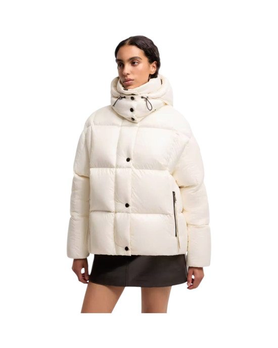 Moncler Parana pentru femei, albă, cu puf și glugă detașabilă