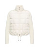  Moncler Cardigan pentru femei, alb, din lână merinos, cu panouri matlasate și fermoar