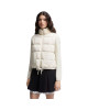  Moncler Cardigan pentru femei, alb, din lână merinos, cu panouri matlasate și fermoar