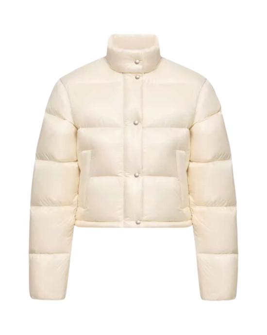 Moncler Tepice Geacă scurtă pentru femei, alb ivoire, cu umplutură din puf