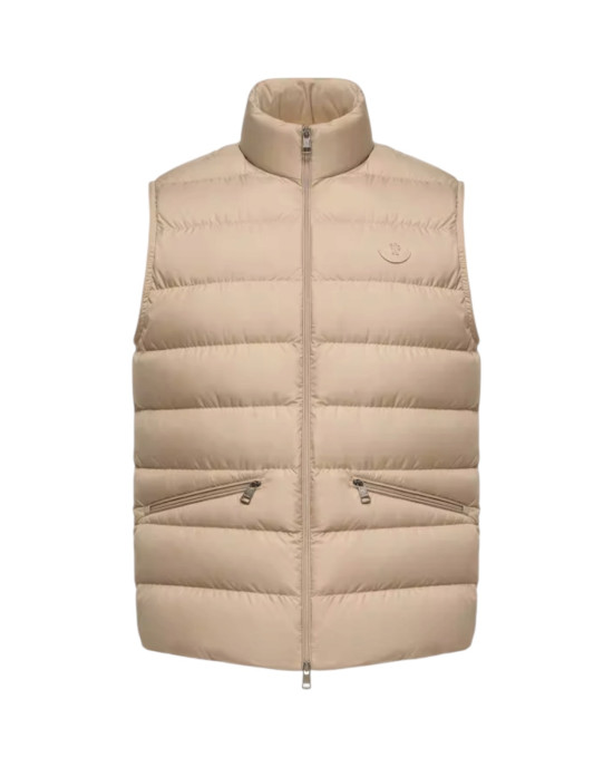 Moncler Treompan Vesta  pentru bărbați, bej, cu puf și croială slim fit