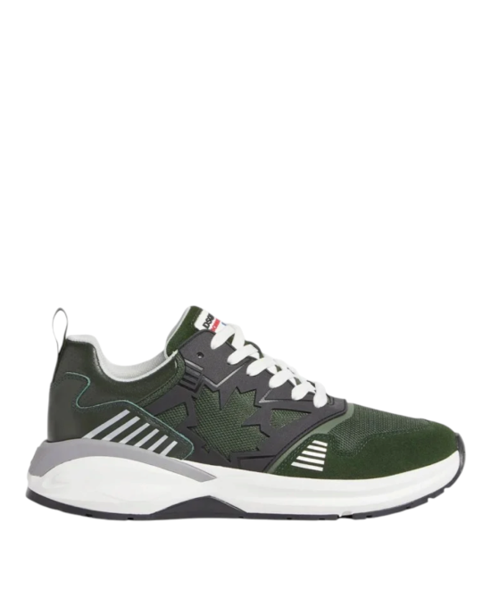 Dsquared2  Pantofi sport Dash verzi, cu inserții din piele și mesh