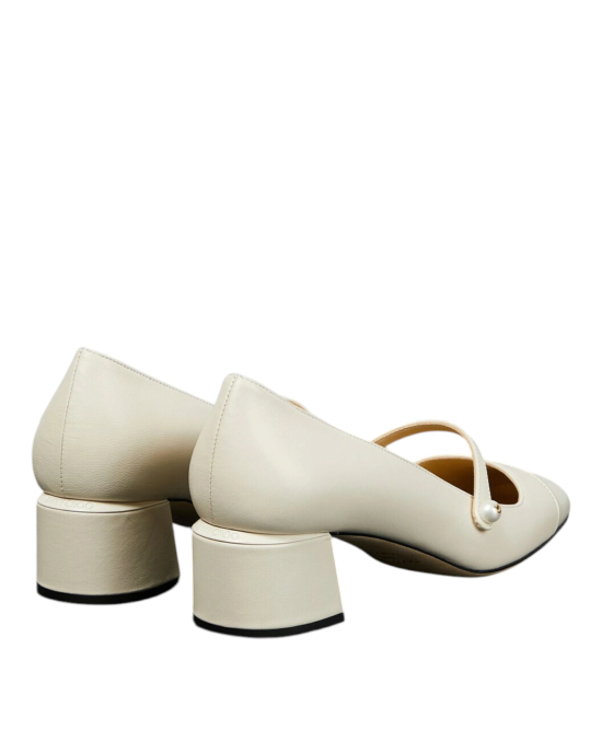 Jimmy Choo – Pantofi Elisa din piele lăcuită nude, cu baretă cu perle