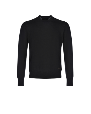 Dsquared2 Pulover negru din lână cu guler rotund