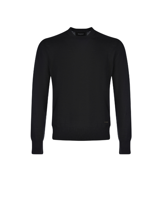 Dsquared2 Pulover negru din lână cu guler rotund