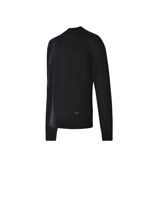 Dsquared2 Pulover negru din lână cu guler rotund
