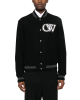 Off-White jachetă varsity neagră din lână virgină cu logo brodat