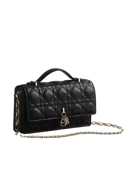 Dior geantă mini My Dior neagră din piele Cannage