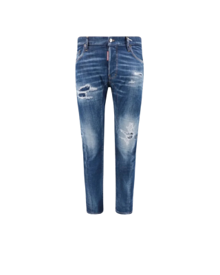 Dsquared2 Jeans albaștri slim fit cu efect distressed