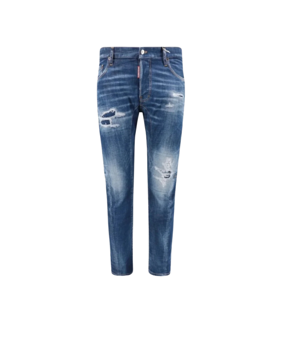 Dsquared2 Jeans albaștri slim fit cu efect distressed