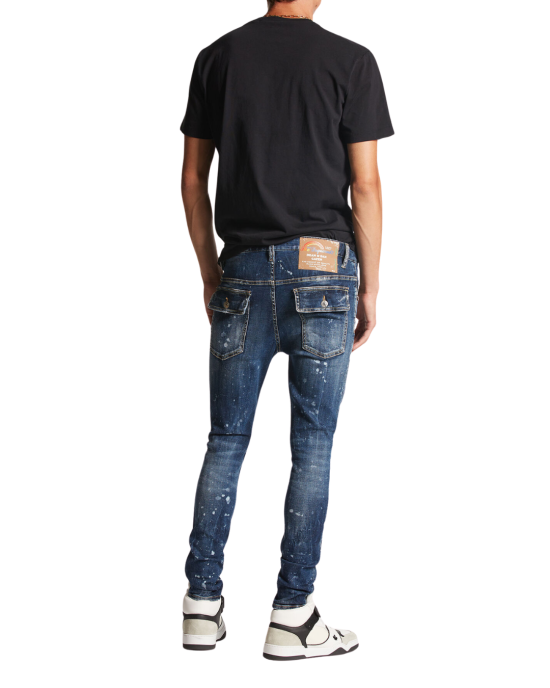 Dsquared2 Skinny Jeans din denim dark blue cu efect paint splatter