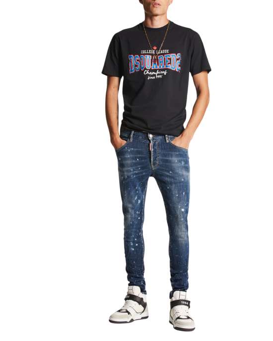 Dsquared2 Skinny Jeans din denim dark blue cu efect paint splatter