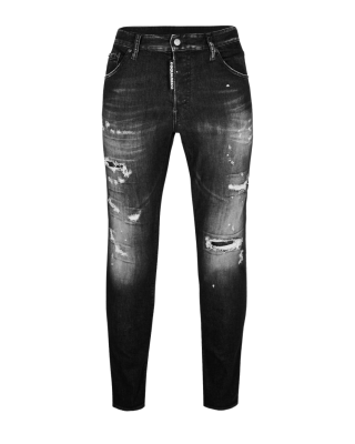 Dsquared2 Blugi Negri Slim Fit cu Efect Distressed și Whiskering
