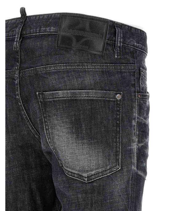 Dsquared2 Skater Blugi Slim Fit Negri cu Efect Whiskering