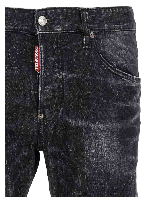 Dsquared2 Skater Blugi Slim Fit Negri cu Efect Whiskering