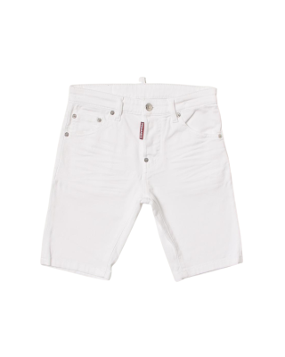 Dsquared2 Bermude din Denim Alb cu Logo