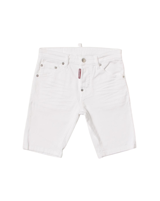 Dsquared2 Bermude din Denim Alb cu Logo
