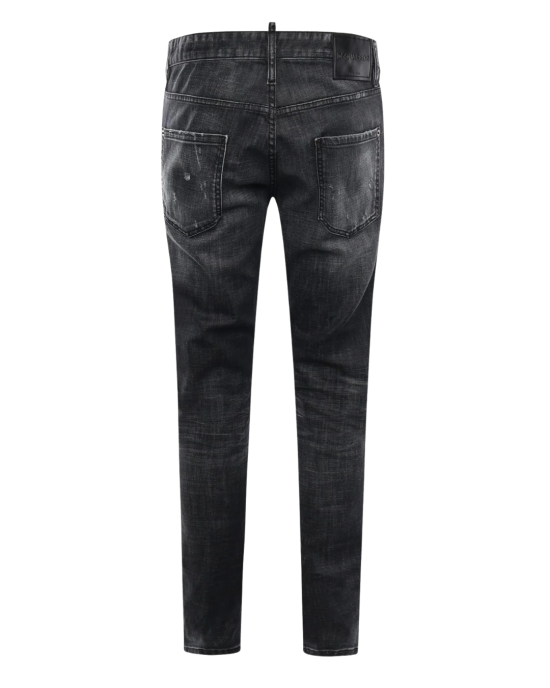 Dsquared2 Jeans din denim gri închis cu efect prespălat și detalii distressed