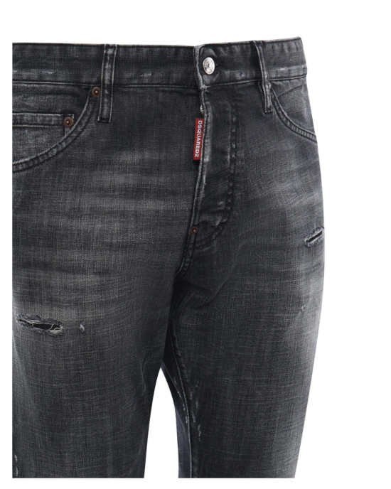 Dsquared2 Jeans din denim gri închis cu efect prespălat și detalii distressed