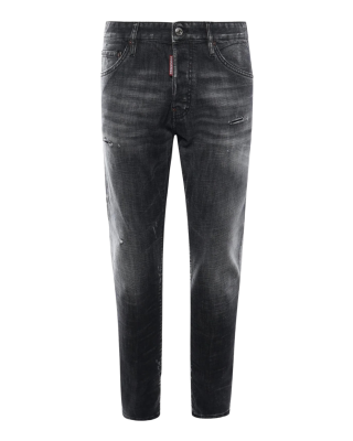 Dsquared2 Jeans din denim gri închis cu efect prespălat și detalii distressed