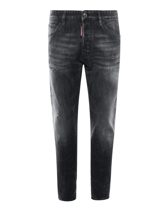 Dsquared2 Jeans din denim gri închis cu efect prespălat și detalii distressed