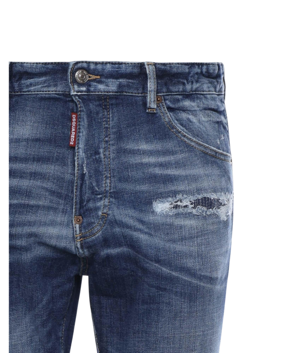 Dsquared2 Jeans din denim albastru cu efect prespălat și detalii distressed