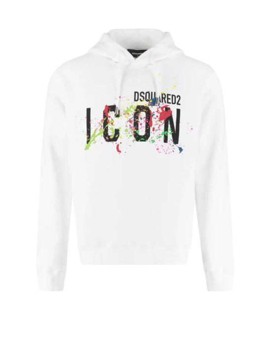 Dsquared2 Icon hoodie alb cu efect paint splash