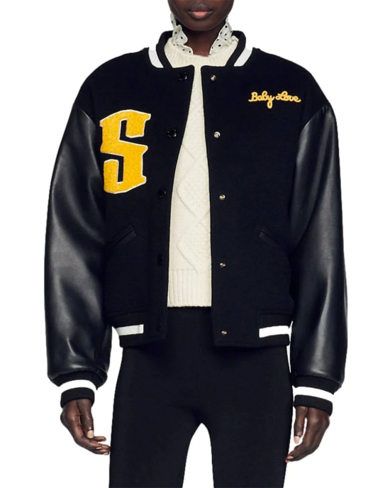 Sandro Jachetă Varsity din lână & piele (Wool & Leather Varsity Jacket)