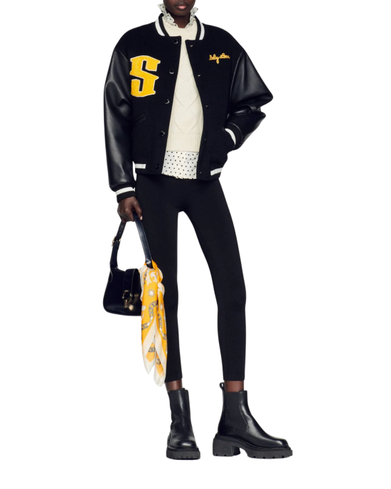 Sandro Jachetă Varsity din lână & piele (Wool & Leather Varsity Jacket)