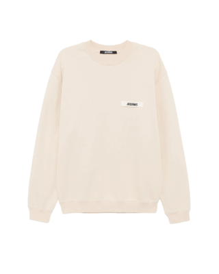 Jacquemus Sweatshirt crem oversized cu logo aplicat