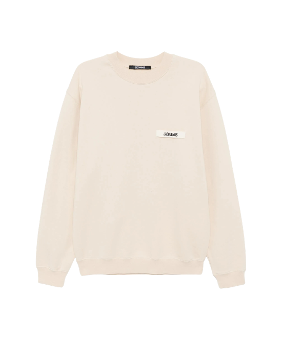 Jacquemus Sweatshirt crem oversized cu logo aplicat