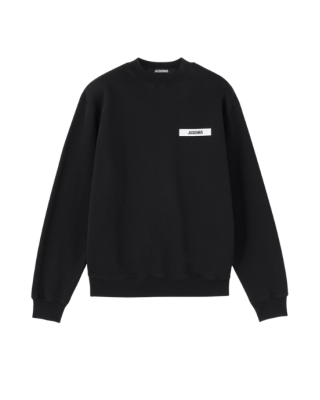 Jacquemus Sweatshirt negru oversized cu logo aplicat
