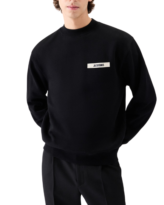 Jacquemus Sweatshirt negru oversized cu logo aplicat