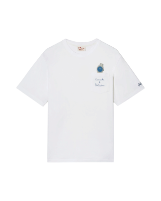 Tricou MC2 Saint Barth Austin, alb, cu broderie „Ostriche e Bollicine"