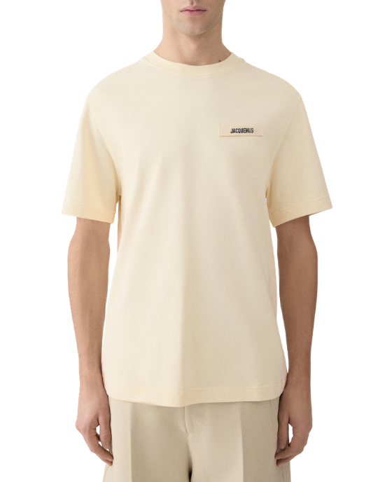 Jacquemus Tricou crem oversized cu logo aplicat