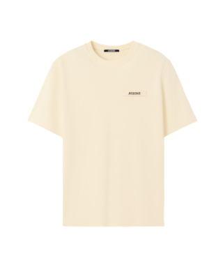 Jacquemus Tricou crem oversized cu logo aplicat
