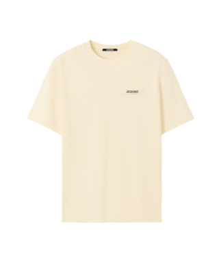 Jacquemus Tricou crem oversized cu logo aplicat