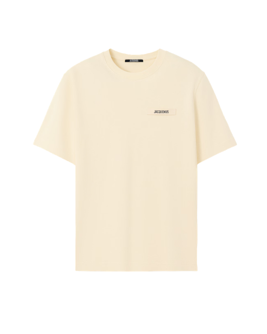 Jacquemus Tricou crem oversized cu logo aplicat
