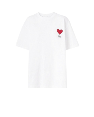 Burberry Tricou din bumbac alb cu inimă brodată