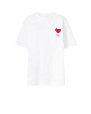 Burberry Tricou din bumbac alb cu inimă brodată